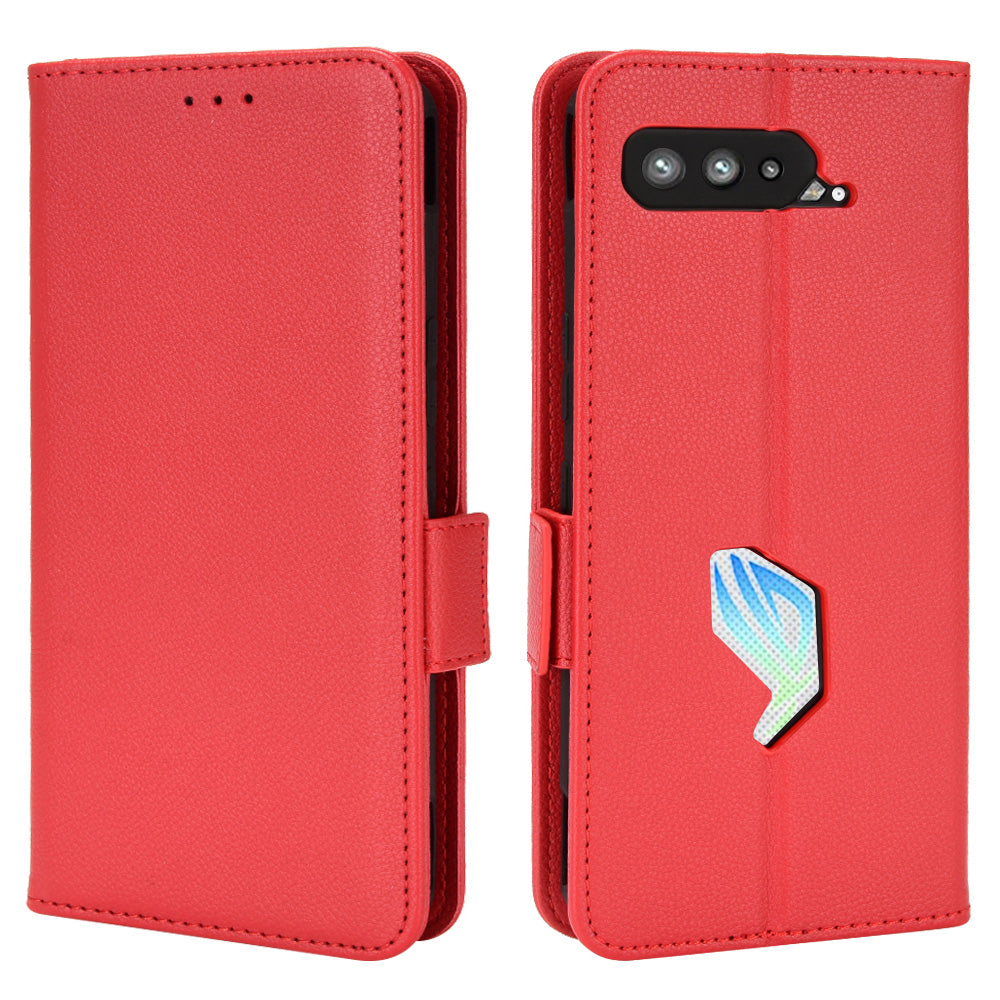 For Asus ROG Phone 5 / ROG Phone 5s / ZS676KS / ZS673KS Litchi Texture PU Leather Phone Case Magnetic Closure Wallet Stand Flip Shockproof Cover