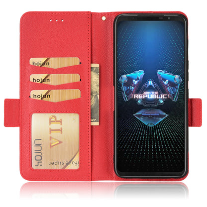 For Asus ROG Phone 5 / ROG Phone 5s / ZS676KS / ZS673KS Litchi Texture PU Leather Phone Case Magnetic Closure Wallet Stand Flip Shockproof Cover