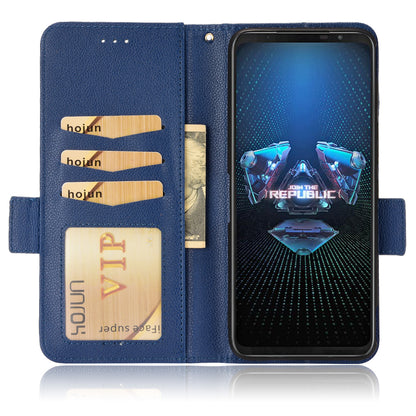 For Asus ROG Phone 5 / ROG Phone 5s / ZS676KS / ZS673KS Litchi Texture PU Leather Phone Case Magnetic Closure Wallet Stand Flip Shockproof Cover