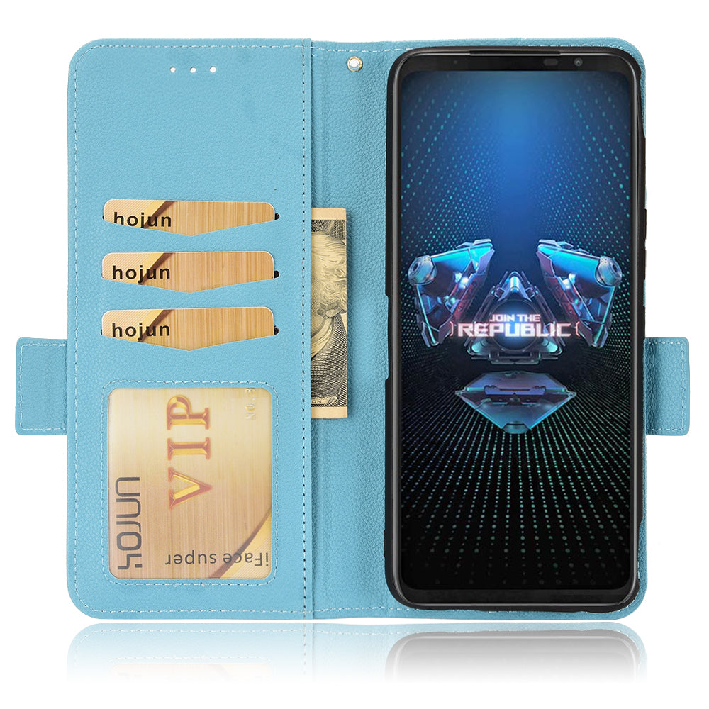 For Asus ROG Phone 5 / ROG Phone 5s / ZS676KS / ZS673KS Litchi Texture PU Leather Phone Case Magnetic Closure Wallet Stand Flip Shockproof Cover