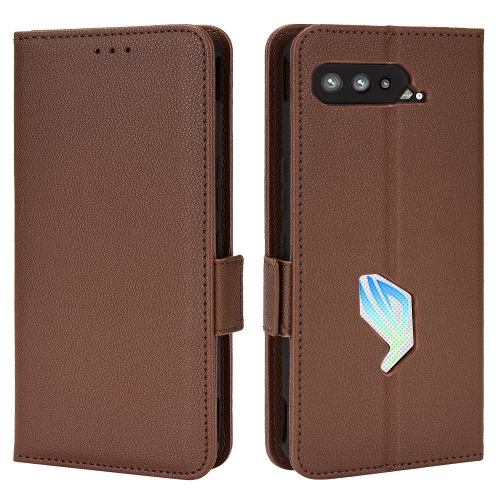 For Asus ROG Phone 5 / ROG Phone 5s / ZS676KS / ZS673KS Litchi Texture PU Leather Phone Case Magnetic Closure Wallet Stand Flip Shockproof Cover