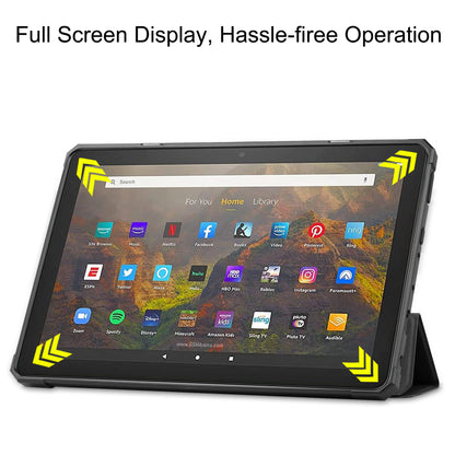 Tri-fold Stand Soft TPU Inner Shell + PU Leather Shell for Amazon Fire HD 10 (2021)