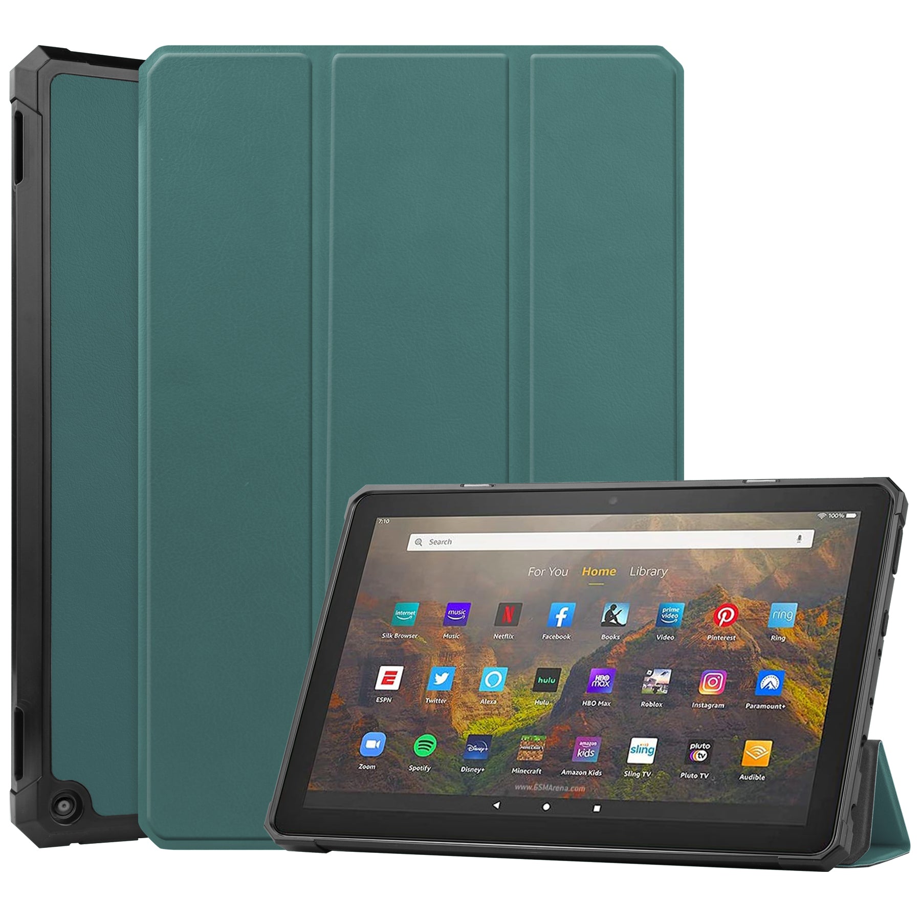 Tri-fold Stand Soft TPU Inner Shell + PU Leather Shell for Amazon Fire HD 10 (2021)