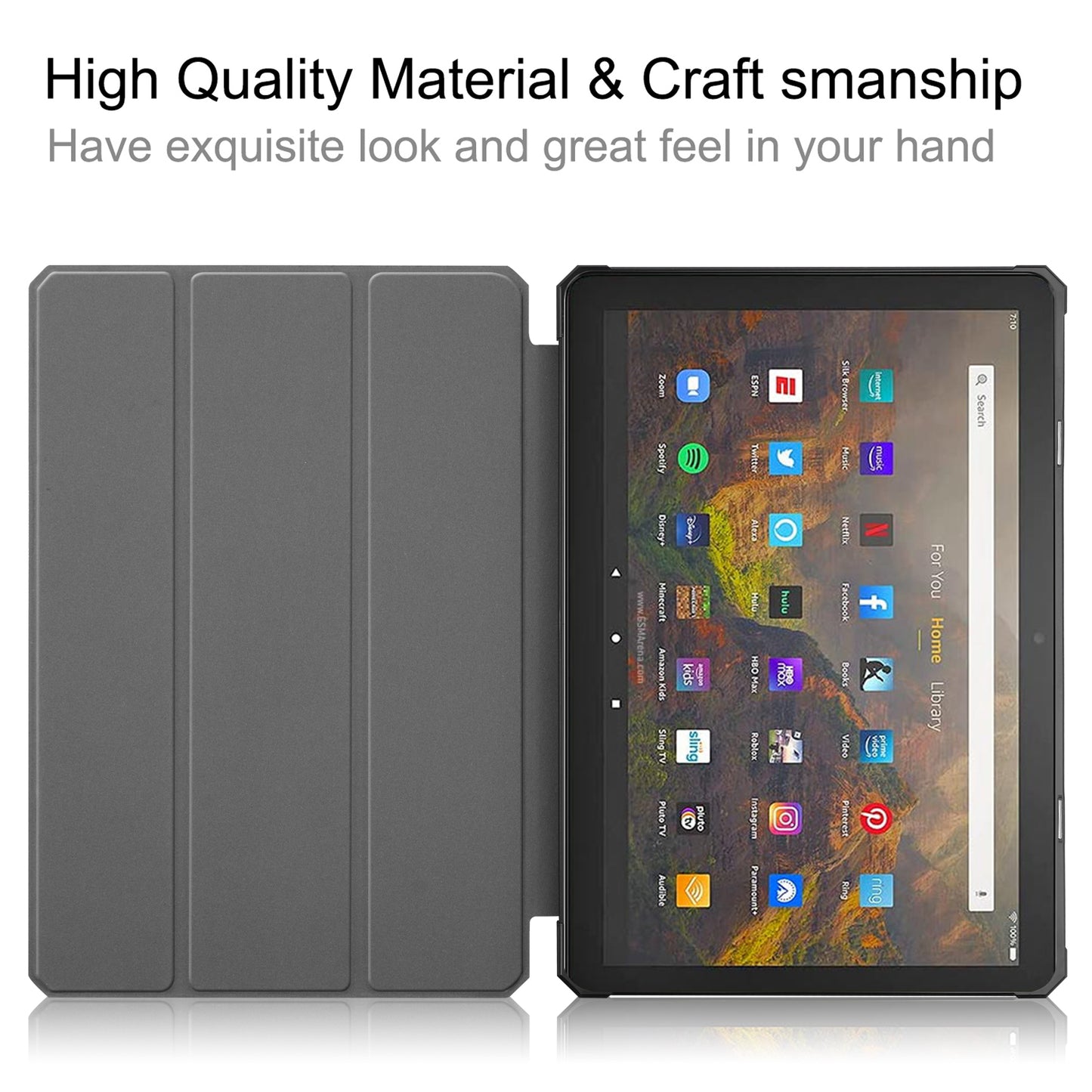 Tri-fold Stand Soft TPU Inner Shell + PU Leather Shell for Amazon Fire HD 10 (2021)