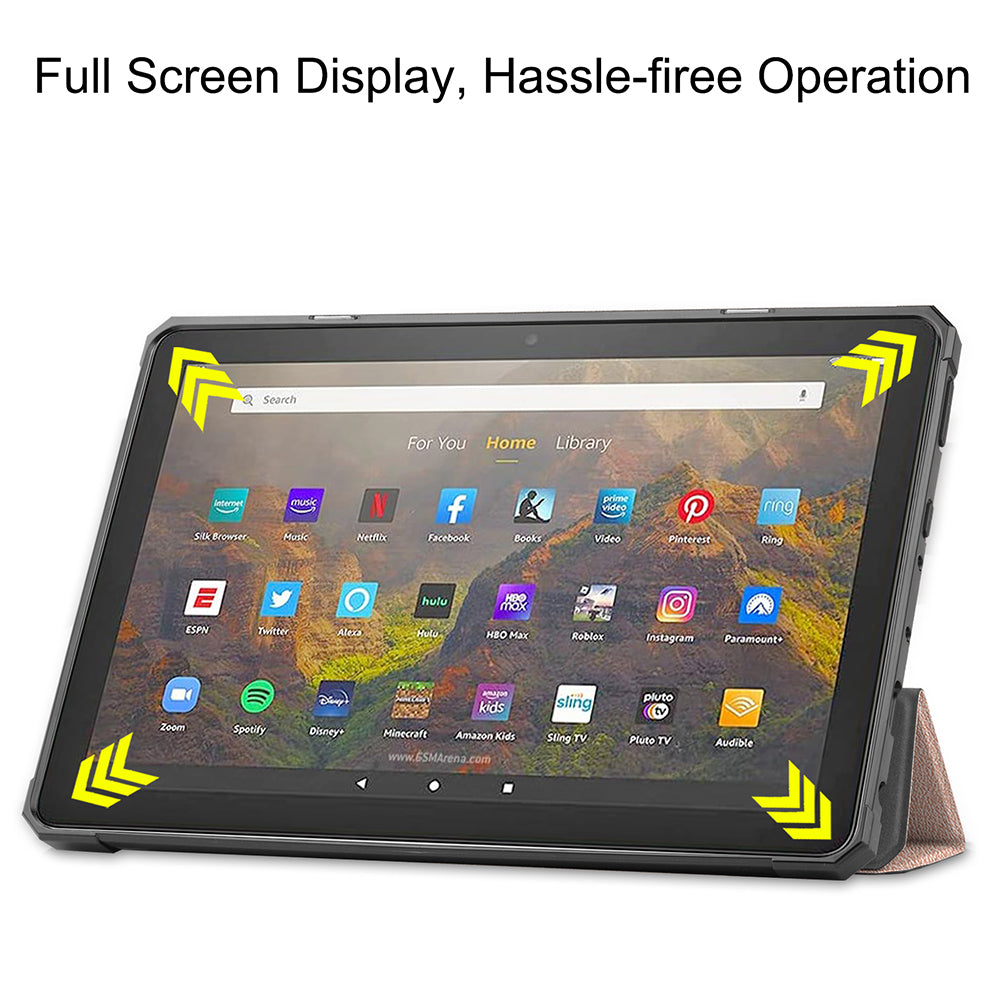 Tri-fold Stand Soft TPU Inner Shell + PU Leather Shell for Amazon Fire HD 10 (2021)