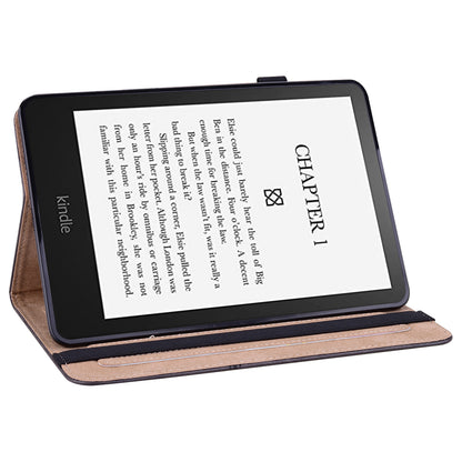 Line Imprinted Folio Stand PU Leather Auto Wake/Sleep Tablet Case with Card Slots for Amazon Kindle Paperwhite 5 (2021)