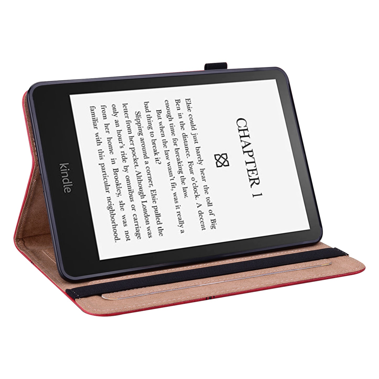 Line Imprinted Folio Stand PU Leather Auto Wake/Sleep Tablet Case with Card Slots for Amazon Kindle Paperwhite 5 (2021)