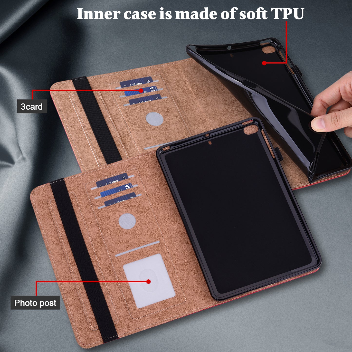 Line Imprinted Folio Stand PU Leather Auto Wake/Sleep Tablet Case with Card Slots for Amazon Kindle Paperwhite 5 (2021)