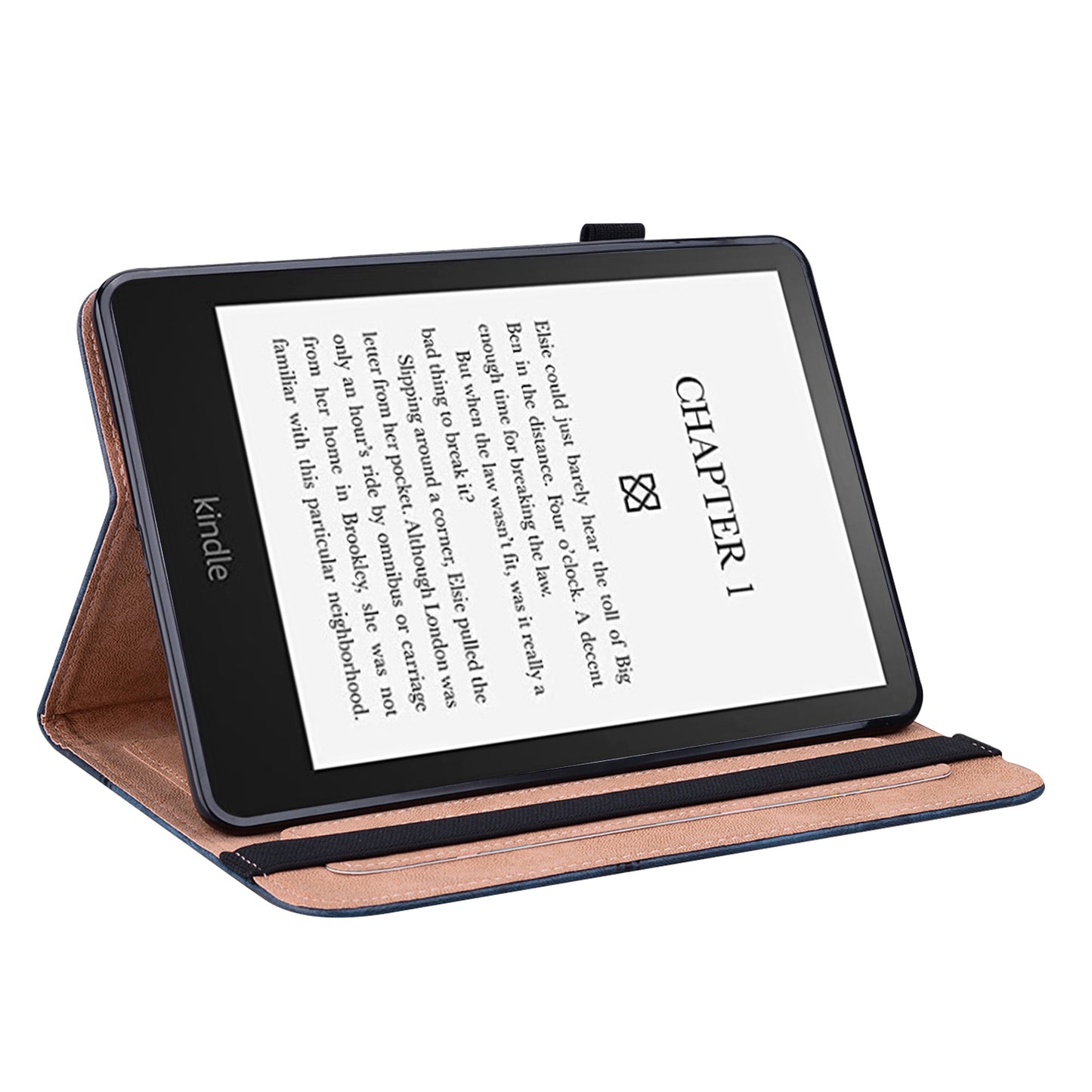 Line Imprinted Folio Stand PU Leather Auto Wake/Sleep Tablet Case with Card Slots for Amazon Kindle Paperwhite 5 (2021)