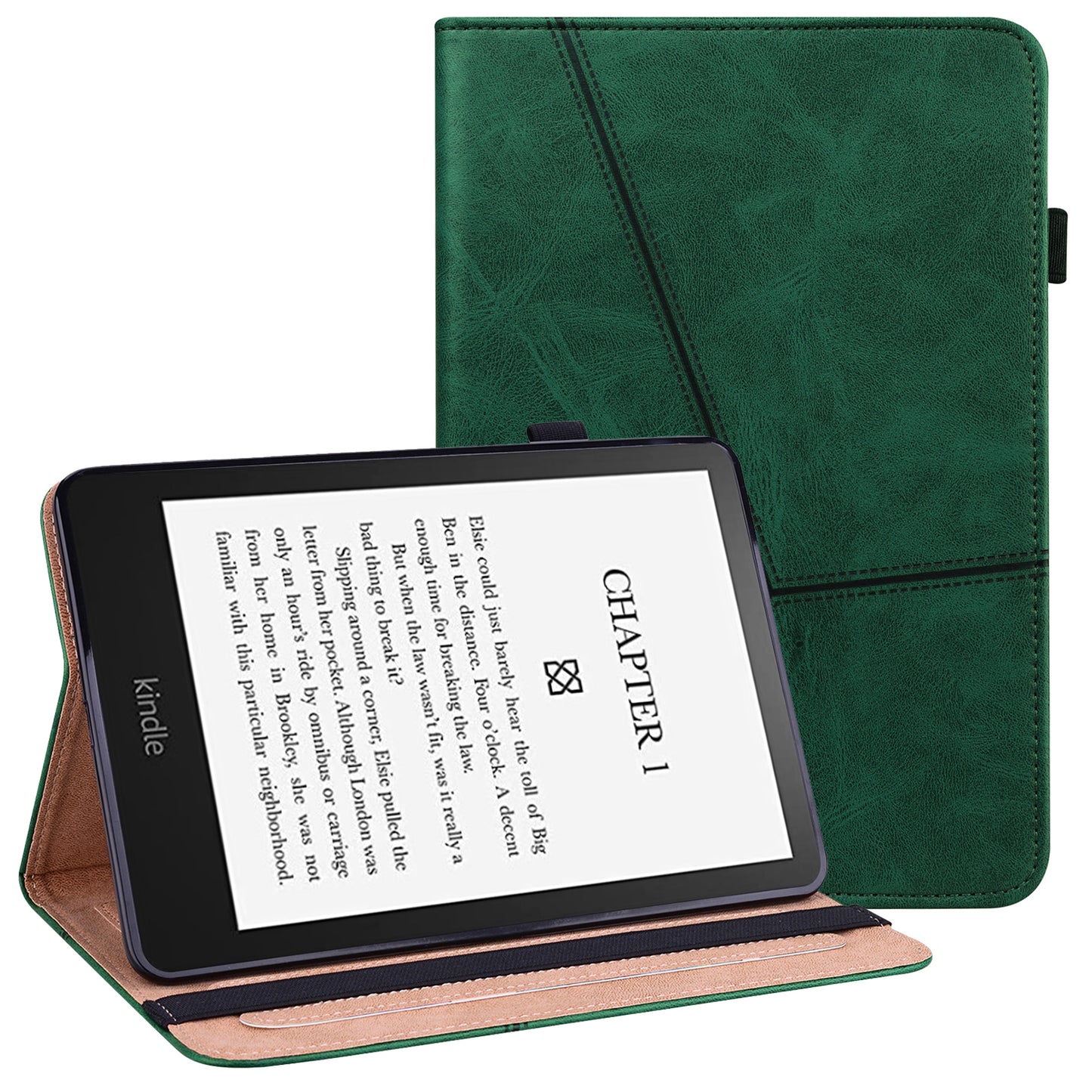 Line Imprinted Folio Stand PU Leather Auto Wake/Sleep Tablet Case with Card Slots for Amazon Kindle Paperwhite 5 (2021)