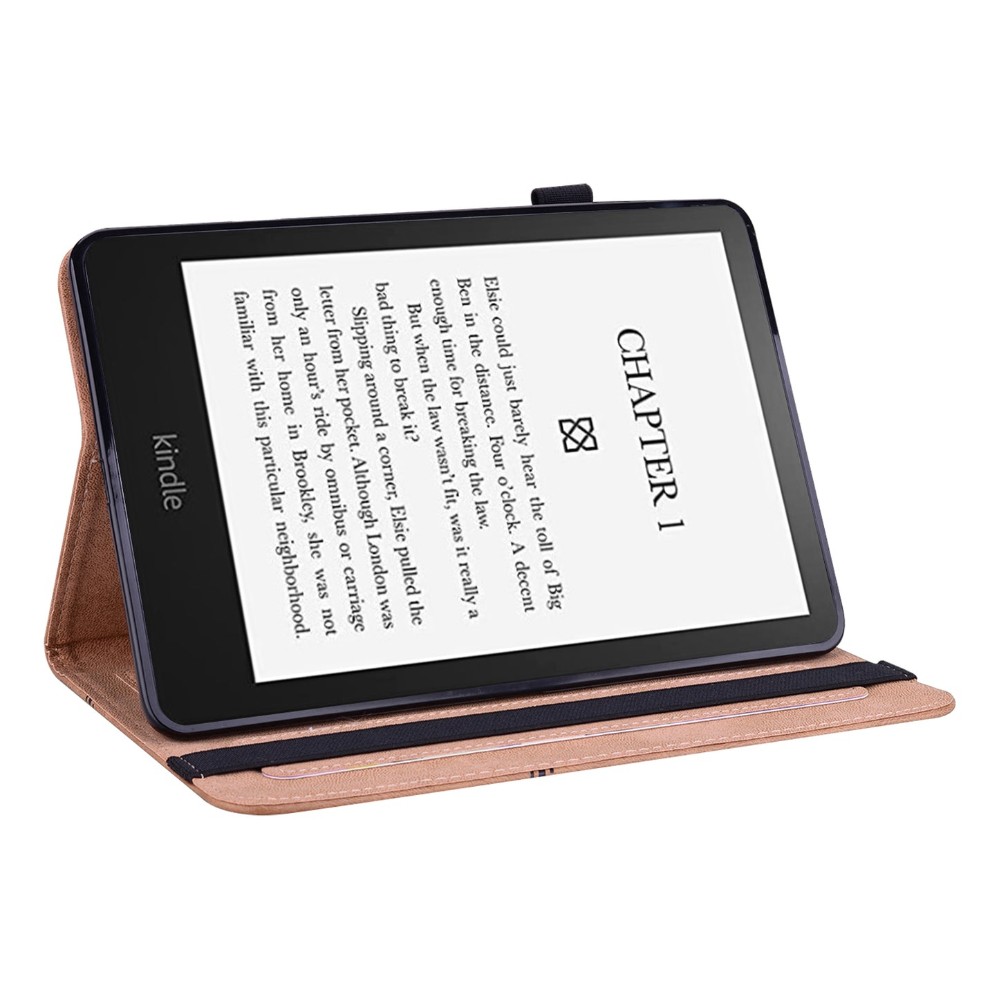 Line Imprinted Folio Stand PU Leather Auto Wake/Sleep Tablet Case with Card Slots for Amazon Kindle Paperwhite 5 (2021)