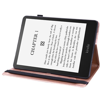 Flower Imprinted Card Slots Soft PU Leather Folding Stand Protective Case with Auto Sleep/Wake for Amazon Kindle Paperwhite 5 (2021)