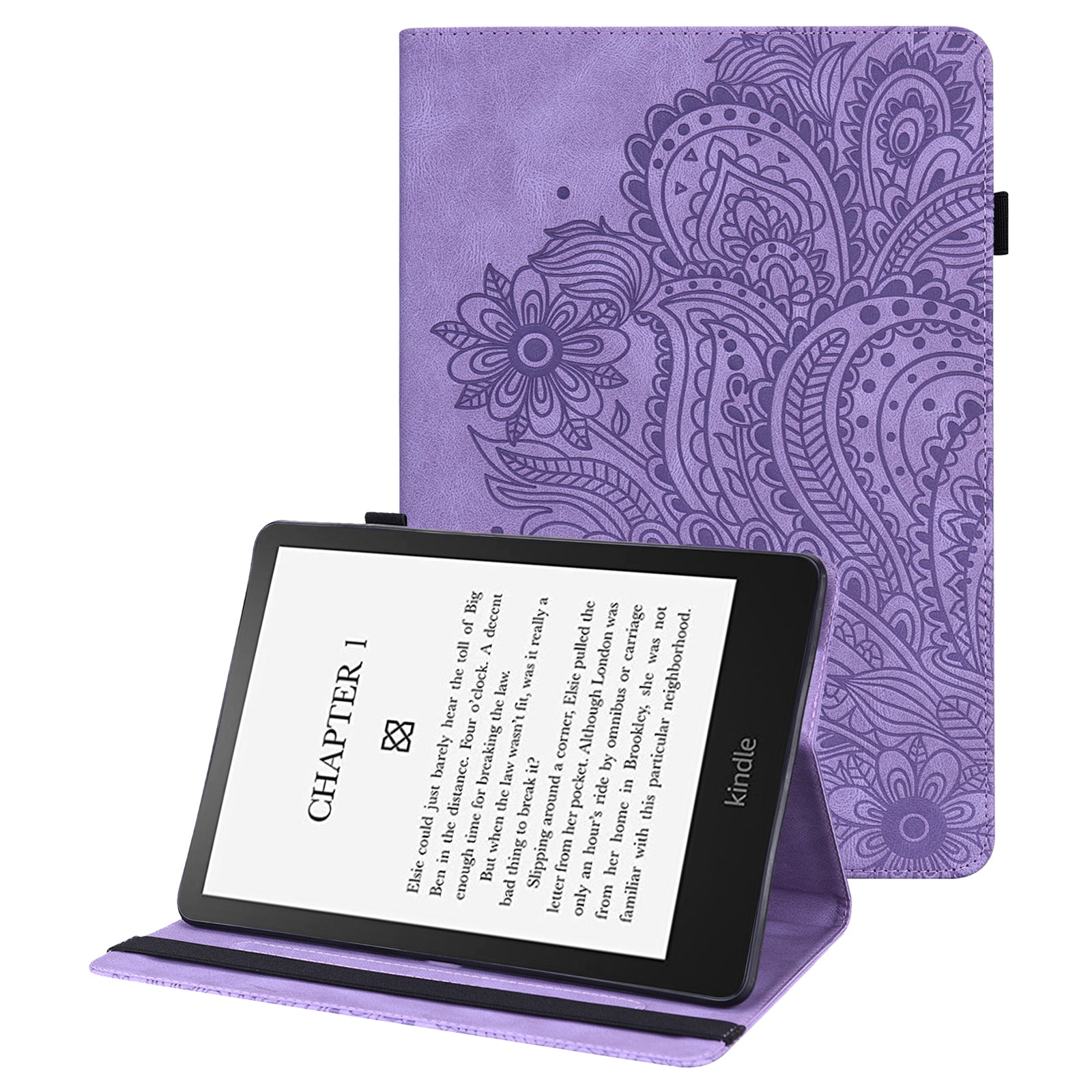 Flower Imprinted Card Slots Soft PU Leather Folding Stand Protective Case with Auto Sleep/Wake for Amazon Kindle Paperwhite 5 (2021)