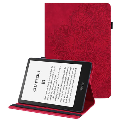 Flower Imprinted Card Slots Soft PU Leather Folding Stand Protective Case with Auto Sleep/Wake for Amazon Kindle Paperwhite 5 (2021)