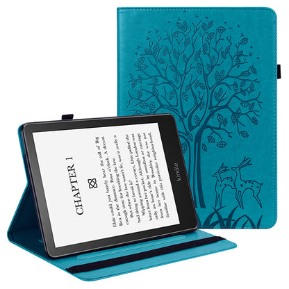 Tree Deer Imprinted PU Leather Stand Smart Auto Sleep/Wake Case with Card Slots for Amazon Kindle Paperwhite 5 (2021)