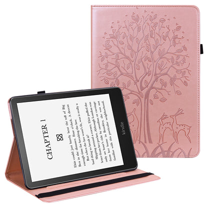 Tree Deer Imprinted PU Leather Stand Smart Auto Sleep/Wake Case with Card Slots for Amazon Kindle Paperwhite 5 (2021)