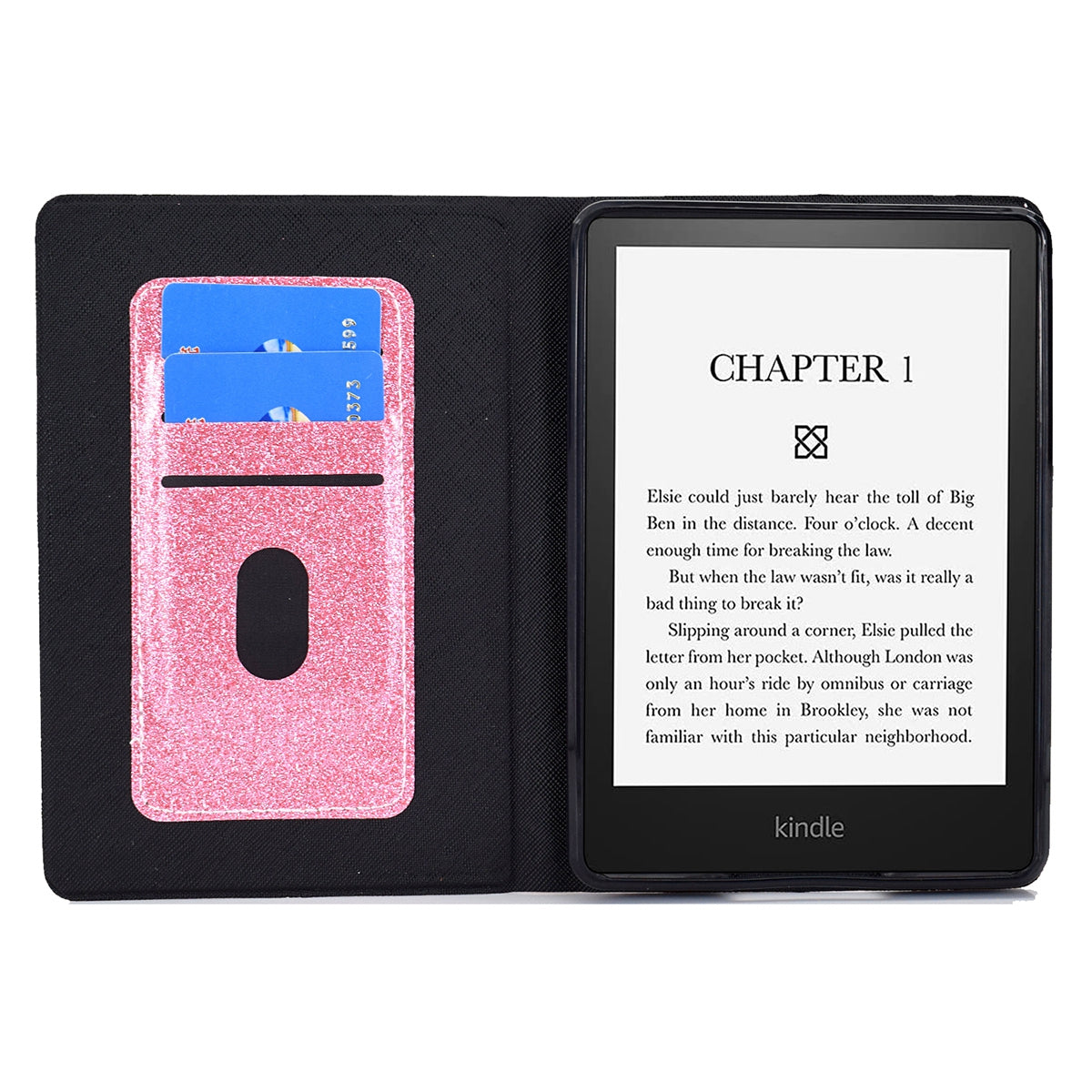 Glittering Powder PU Leather Shockproof Folio Stand Cover Protector with Card Slots for Amazon Kindle Paperwhite 5 (2021)