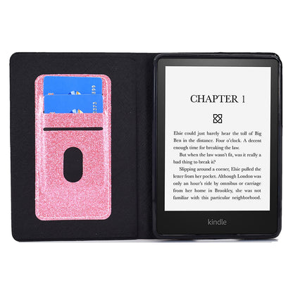 Glittering Powder PU Leather Shockproof Folio Stand Cover Protector with Card Slots for Amazon Kindle Paperwhite 5 (2021)