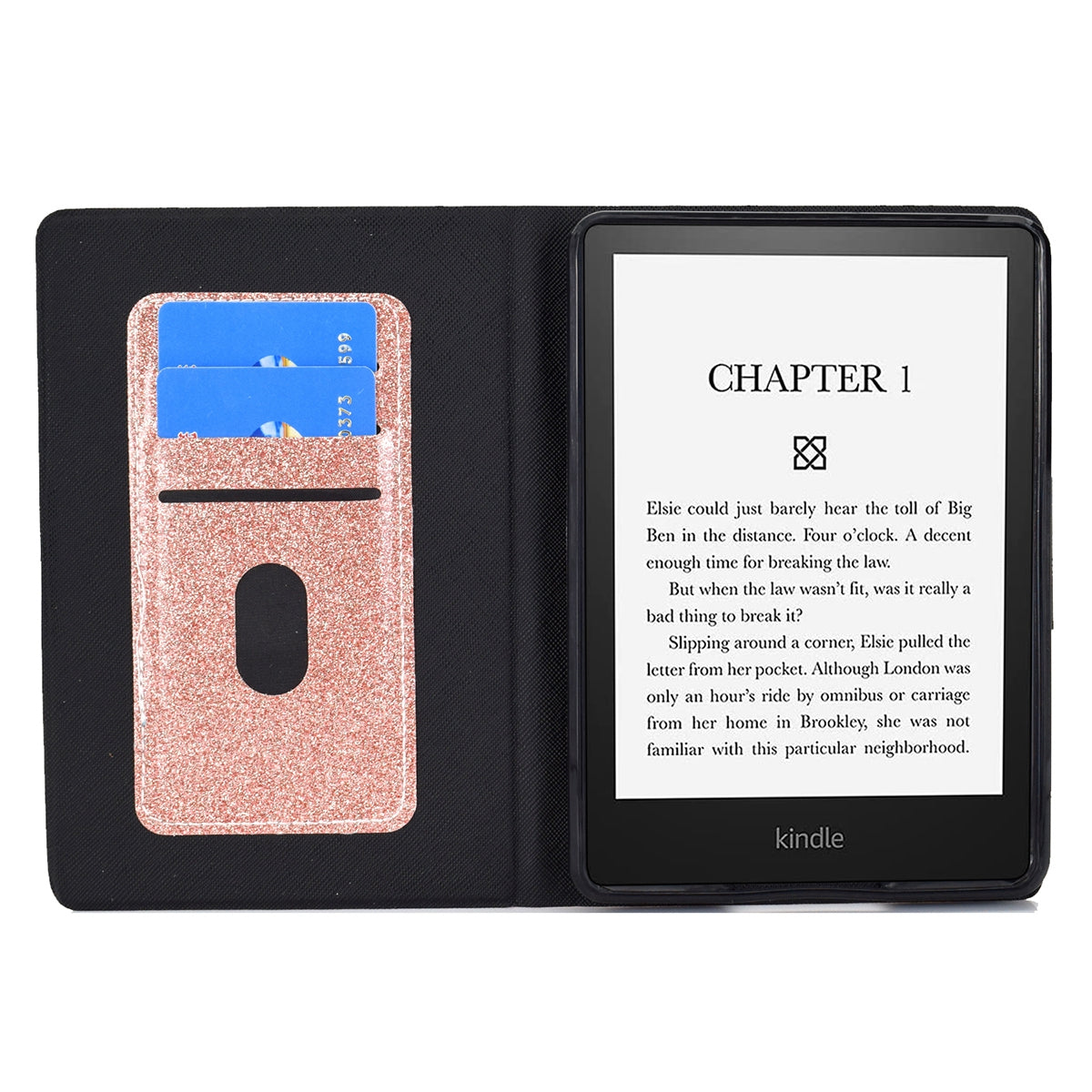 Glittering Powder PU Leather Shockproof Folio Stand Cover Protector with Card Slots for Amazon Kindle Paperwhite 5 (2021)