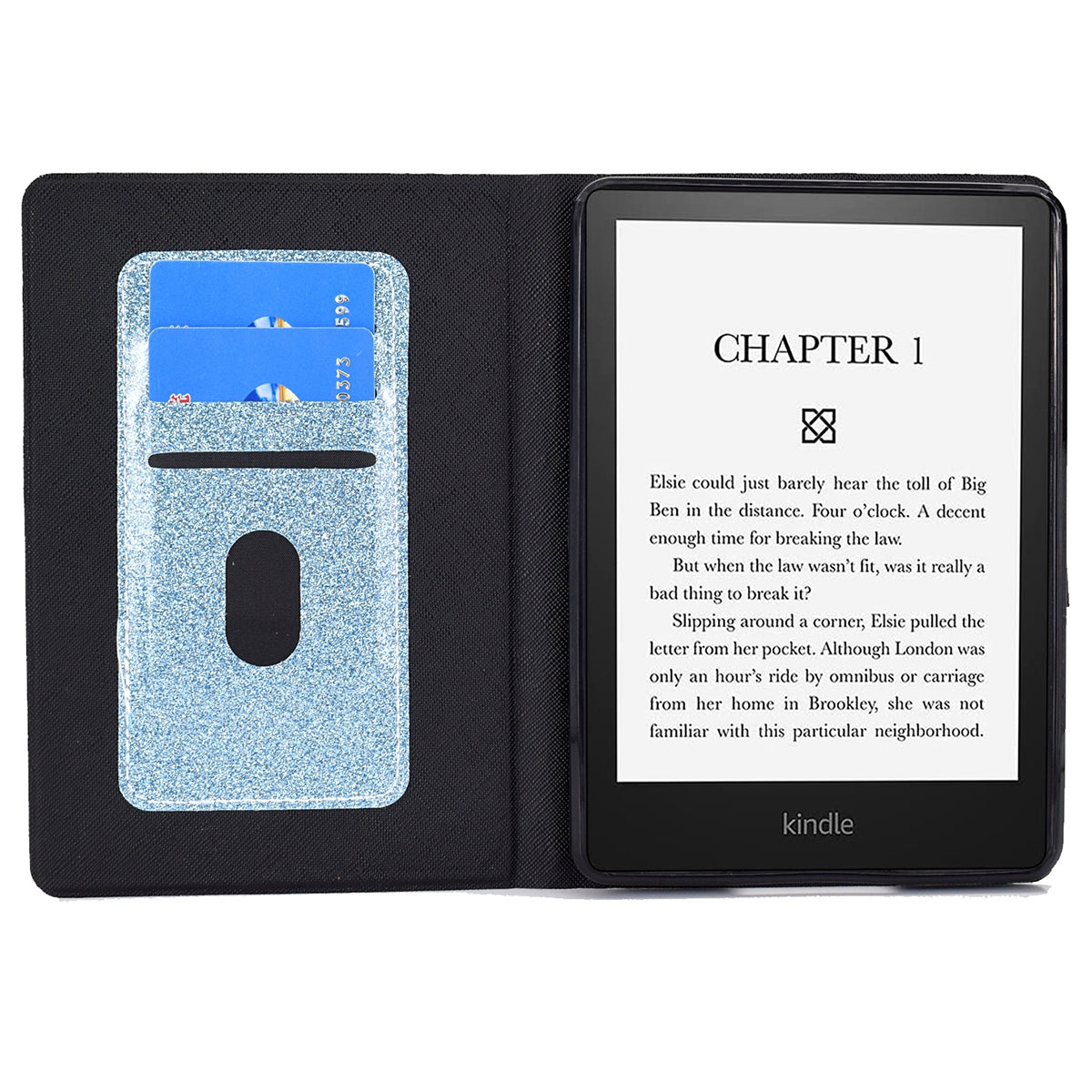 Glittering Powder PU Leather Shockproof Folio Stand Cover Protector with Card Slots for Amazon Kindle Paperwhite 5 (2021)