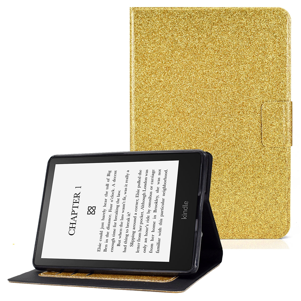 Glittering Powder PU Leather Shockproof Folio Stand Cover Protector with Card Slots for Amazon Kindle Paperwhite 5 (2021)