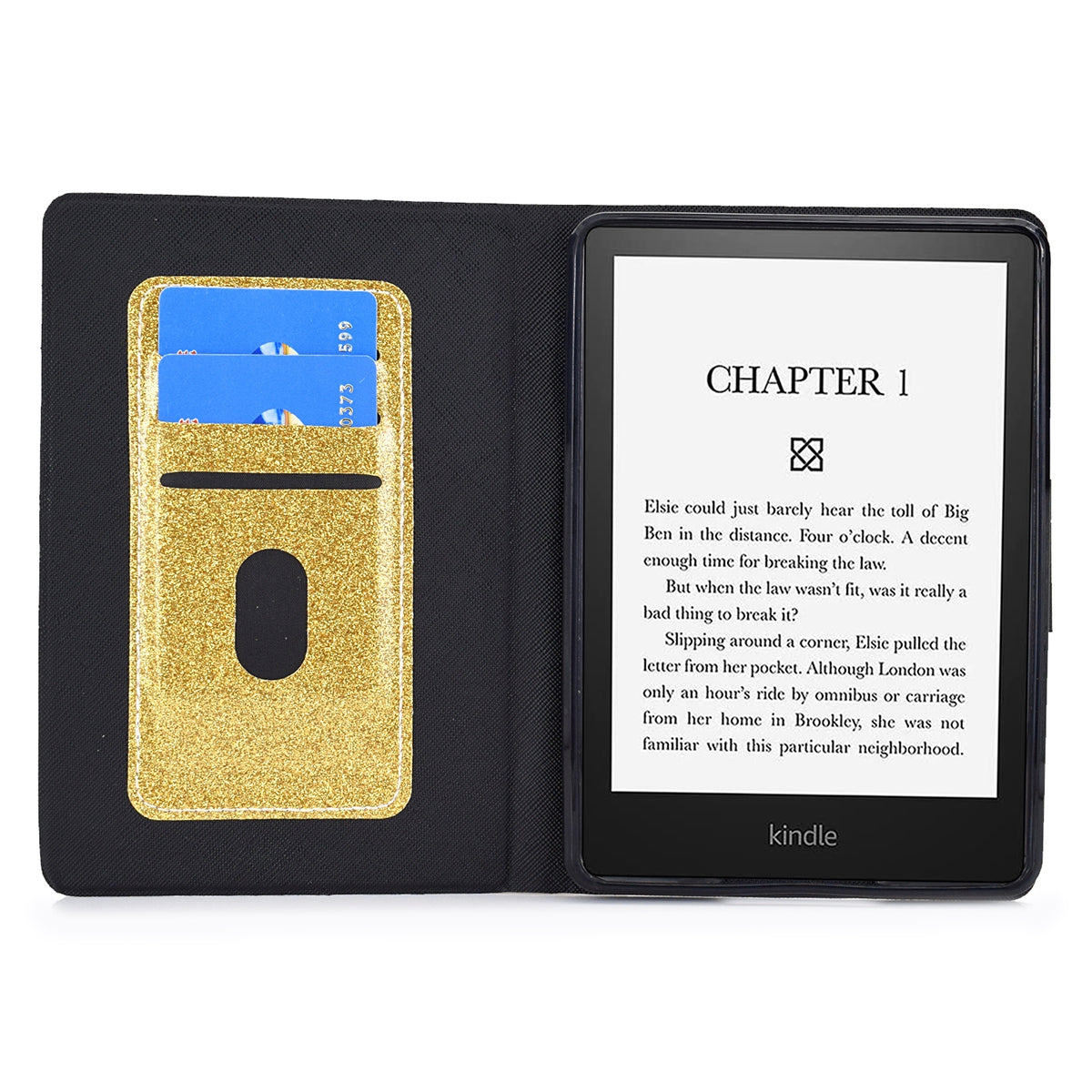 Glittering Powder PU Leather Shockproof Folio Stand Cover Protector with Card Slots for Amazon Kindle Paperwhite 5 (2021)