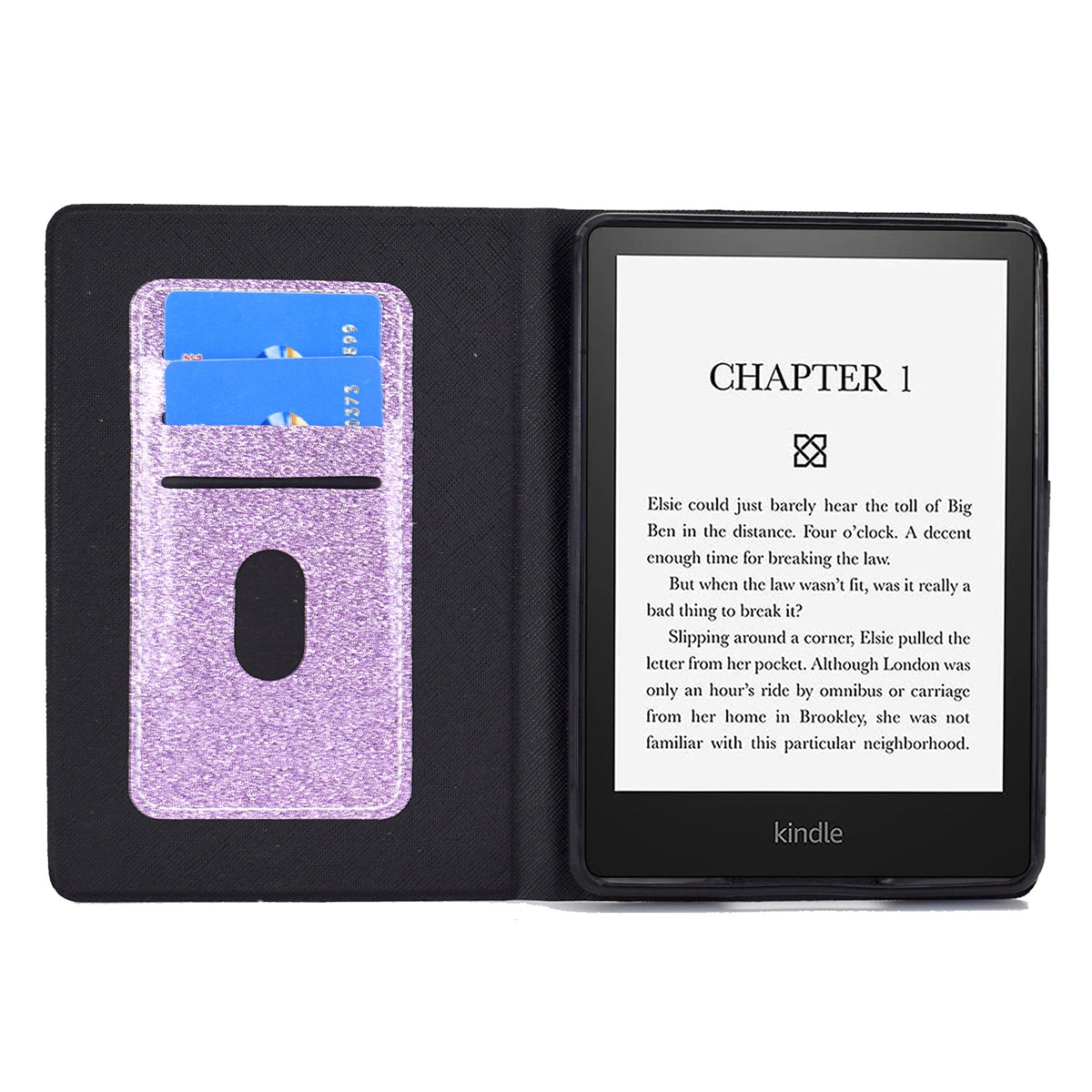 Glittering Powder PU Leather Shockproof Folio Stand Cover Protector with Card Slots for Amazon Kindle Paperwhite 5 (2021)