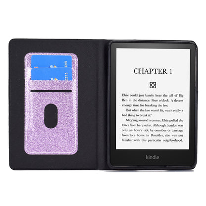 Glittering Powder PU Leather Shockproof Folio Stand Cover Protector with Card Slots for Amazon Kindle Paperwhite 5 (2021)