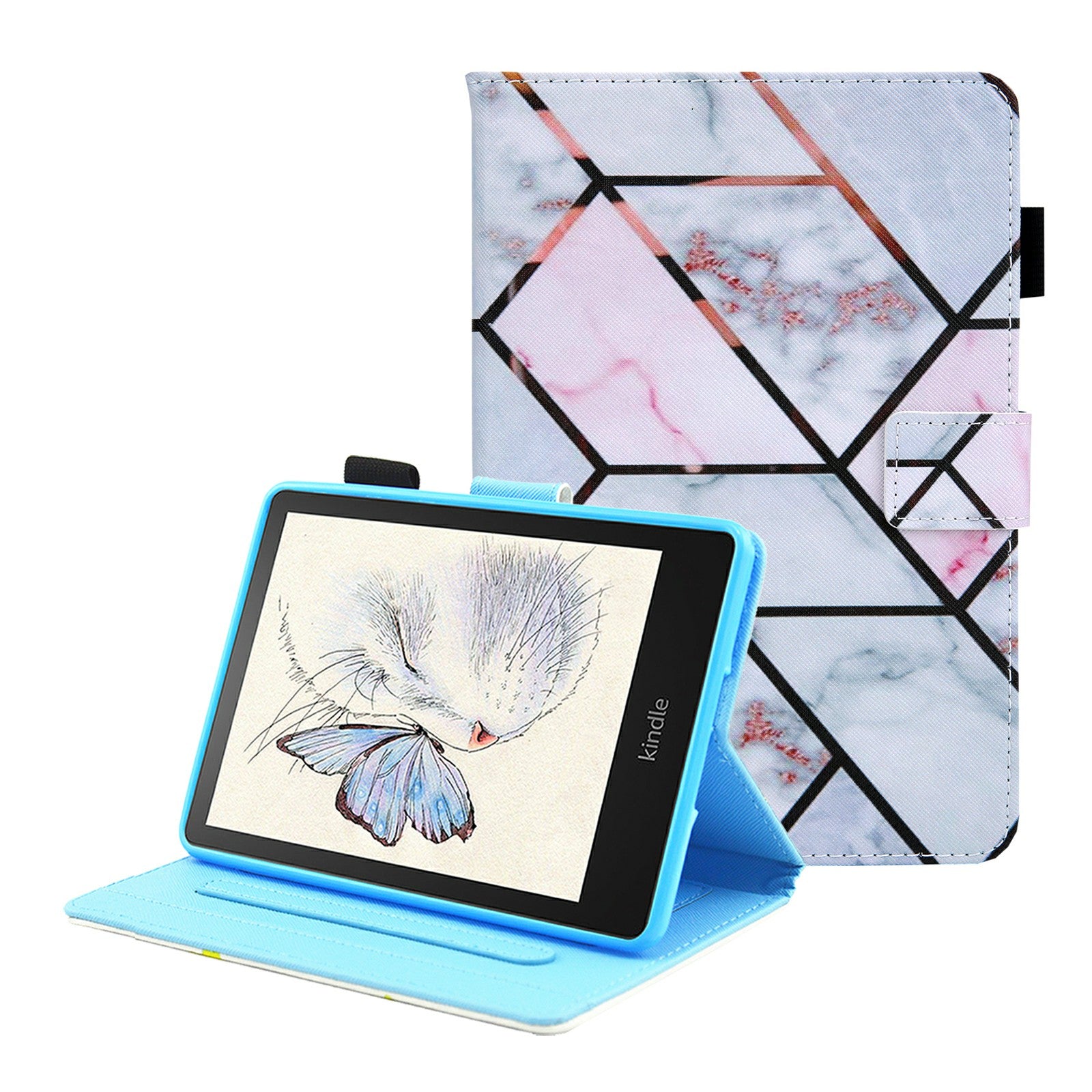 Foldable Stand Card Slots Design Pattern Printing Full Protection Leather Case Cover for Amazon Kindle Paperwhite 5 (2021)