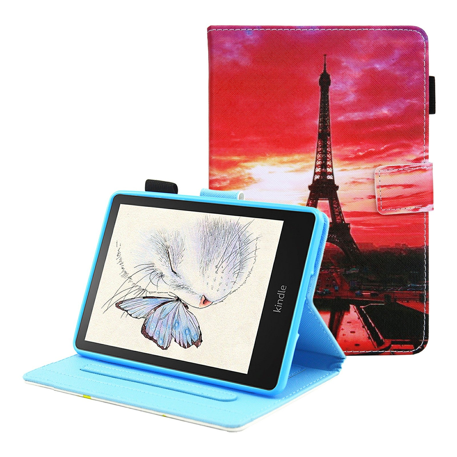 Foldable Stand Card Slots Design Pattern Printing Full Protection Leather Case Cover for Amazon Kindle Paperwhite 5 (2021)