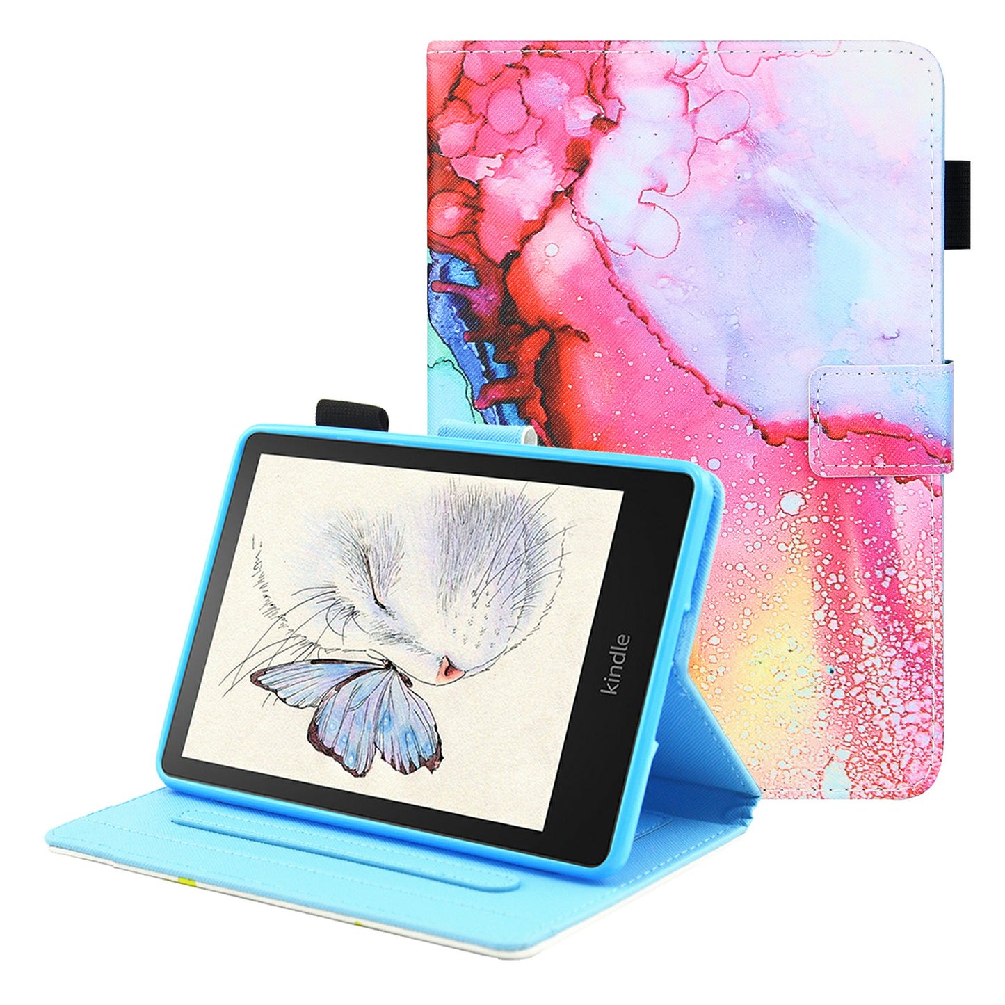 Foldable Stand Card Slots Design Pattern Printing Full Protection Leather Case Cover for Amazon Kindle Paperwhite 5 (2021)