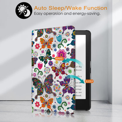 For Amazon Kindle Paperwhite 11 (2021) Pattern Printing PU Leather Cover Protectice Case with Auto Wake/Sleep