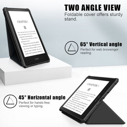 For Amazon Kindle Paperwhite (2021) Origami Dual-Angle Stand Design Smart Wake/Sleep Case Magnetic Absorbing