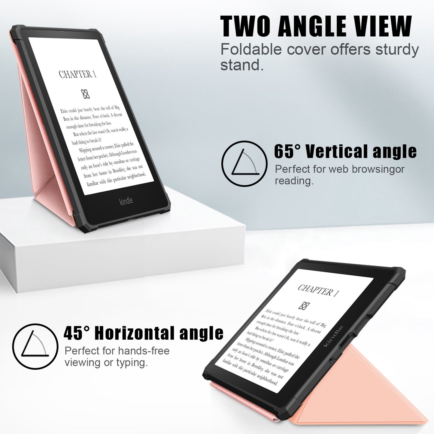 For Amazon Kindle Paperwhite (2021) Origami Dual-Angle Stand Design Smart Wake/Sleep Case Magnetic Absorbing