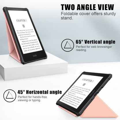 For Amazon Kindle Paperwhite (2021) Origami Dual-Angle Stand Design Smart Wake/Sleep Case Magnetic Absorbing