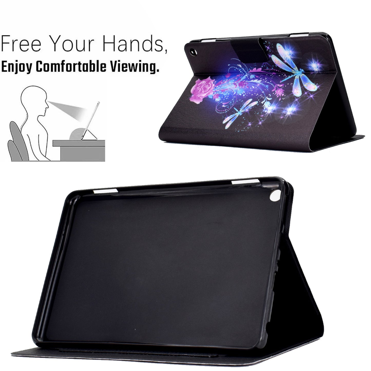 For Amazon Kindle Fire HD 10 (2021) Pattern Printing Tablet Leather Case Magnetic Closure Card Holder Shell with Stand