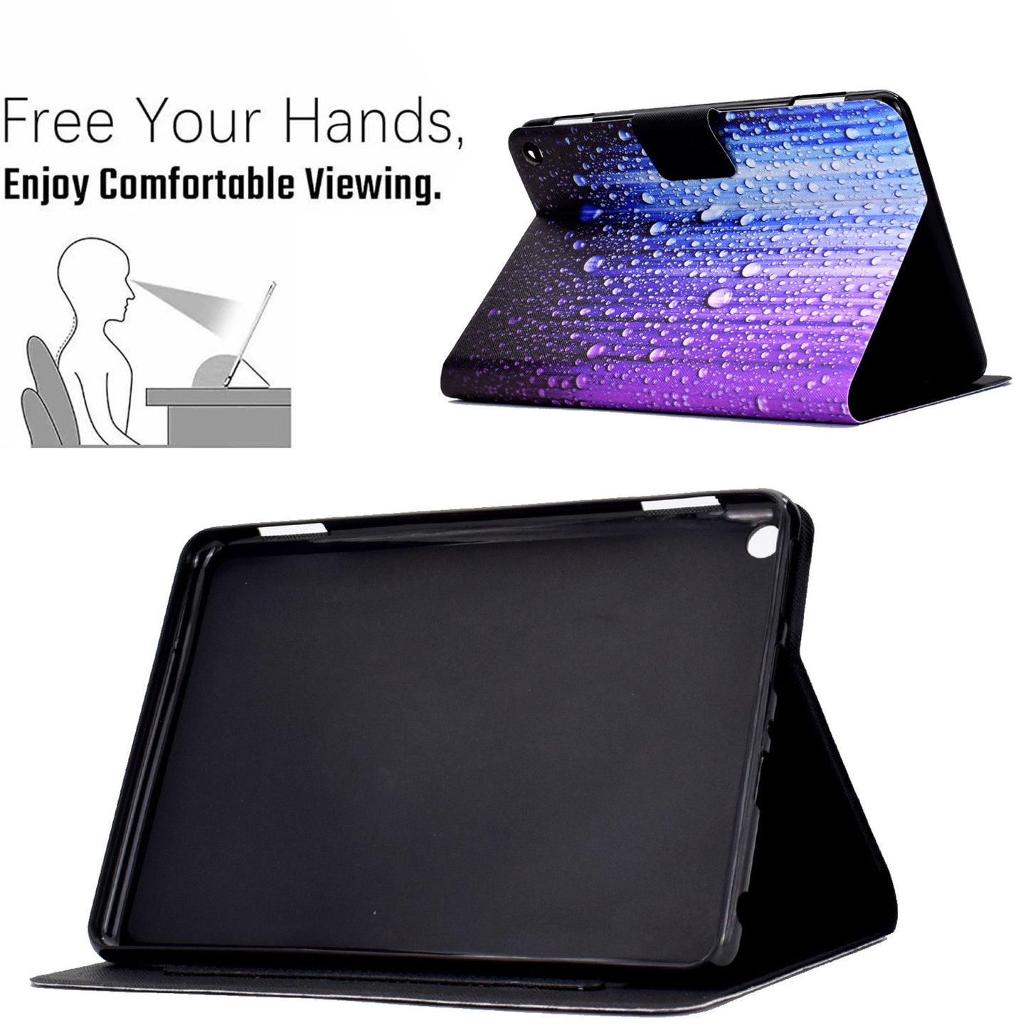 For Amazon Kindle Fire HD 10 (2021) Pattern Printing Tablet Leather Case Magnetic Closure Card Holder Shell with Stand