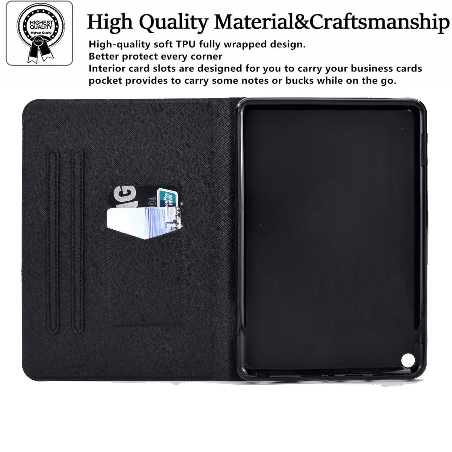 For Amazon Kindle Fire HD 10 (2021) Pattern Printing Tablet Leather Case Magnetic Closure Card Holder Shell with Stand