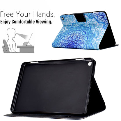 For Amazon Kindle Fire HD 10 (2021) Pattern Printing Tablet Leather Case Magnetic Closure Card Holder Shell with Stand