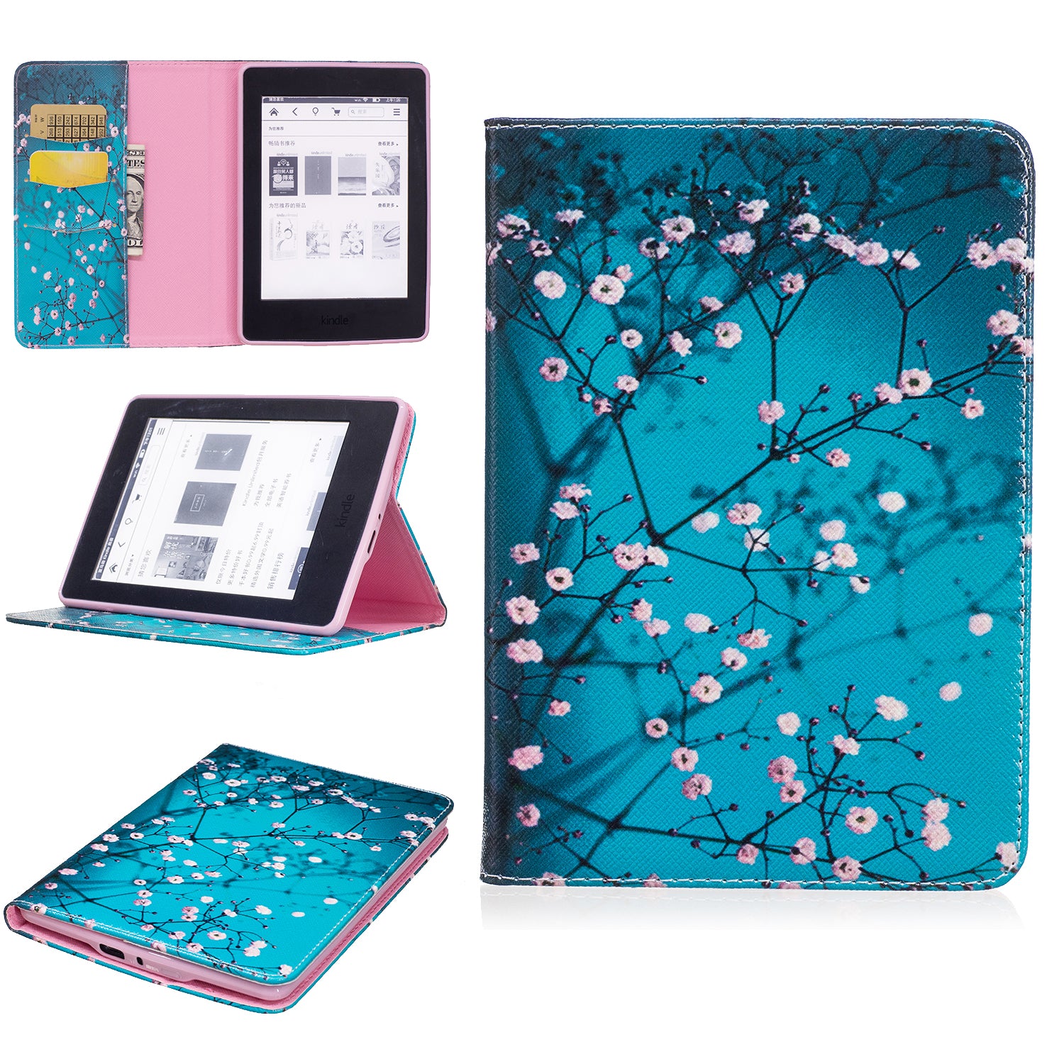 Pattern Printing Leather Wallet Tablet Cover for Amazon Kindle Paperwhite 3/2/1