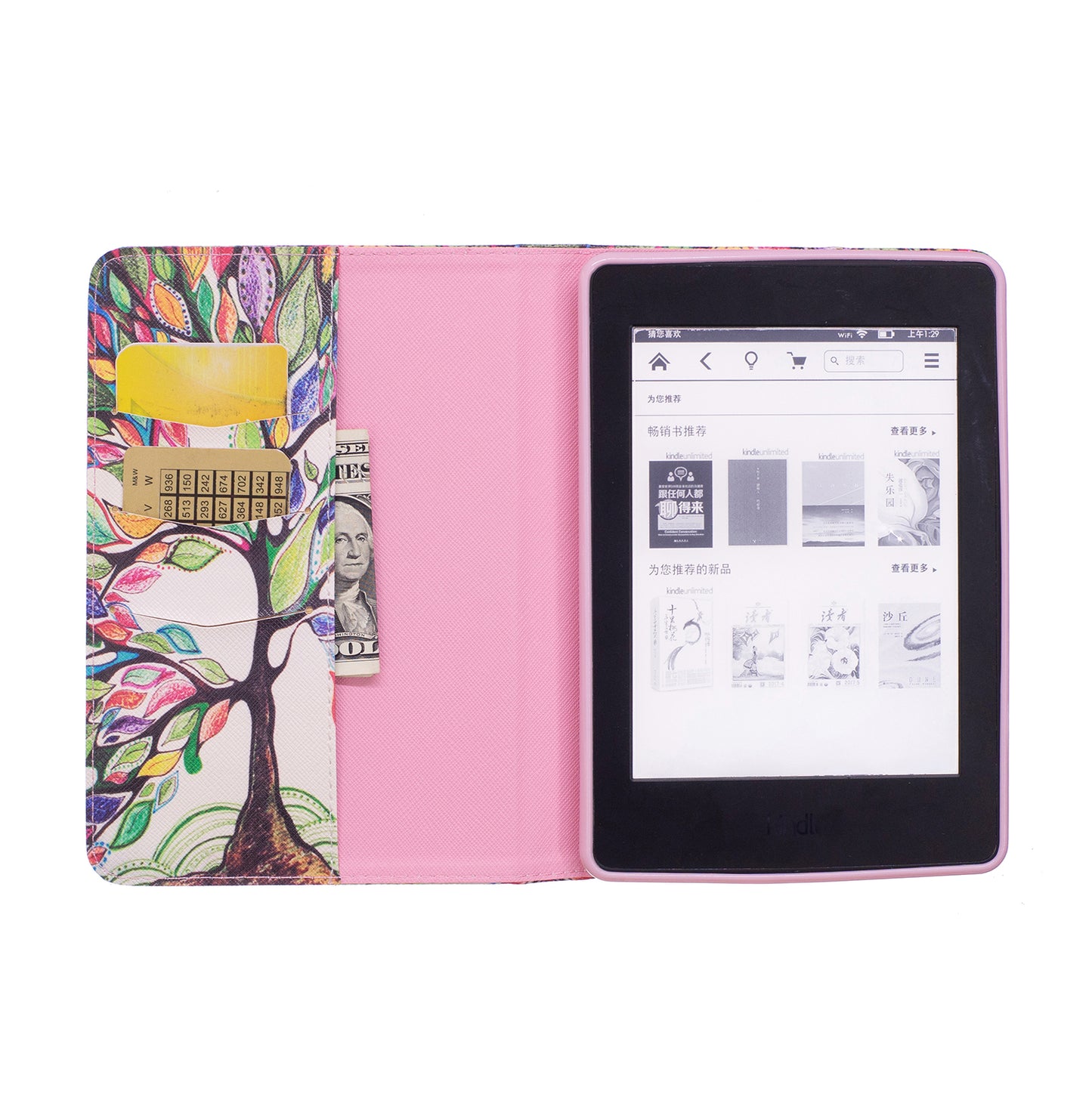 Pattern Printing Leather Wallet Tablet Cover for Amazon Kindle Paperwhite 3/2/1