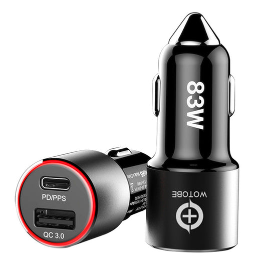 WOTOBE 83W Car Charger QC 3.0 USB Port+1 PD/PPS Type C Port Phone Charger Quick Charging Universal Compatibility Charger Station for Cell Phone/Tablet/Camera/Laptop