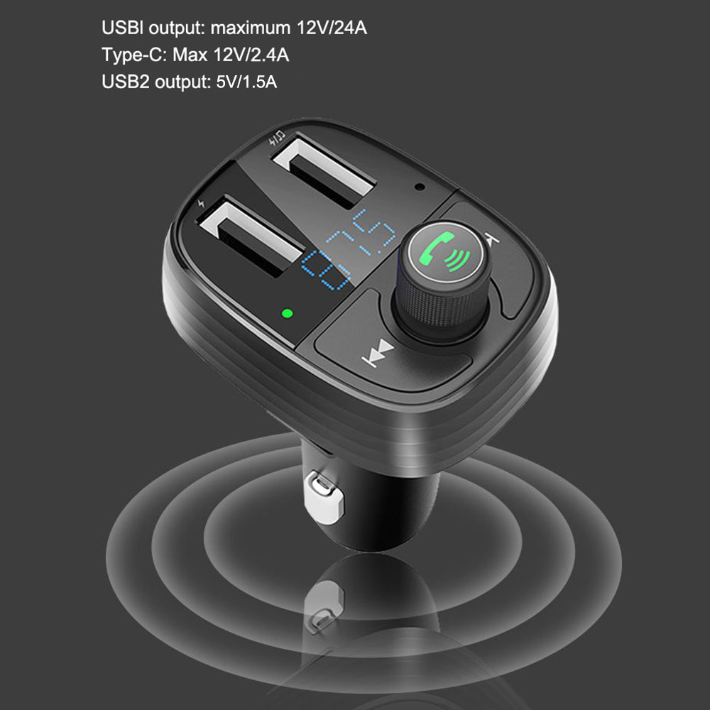 LOHEE S-10 Car Bluetooth Charger Adapter FM Transmitter Hands-Free Call Fast Charging Car Charger with Dual USB 3.4A Ports Support TF Card/U-disk/BT Music Player