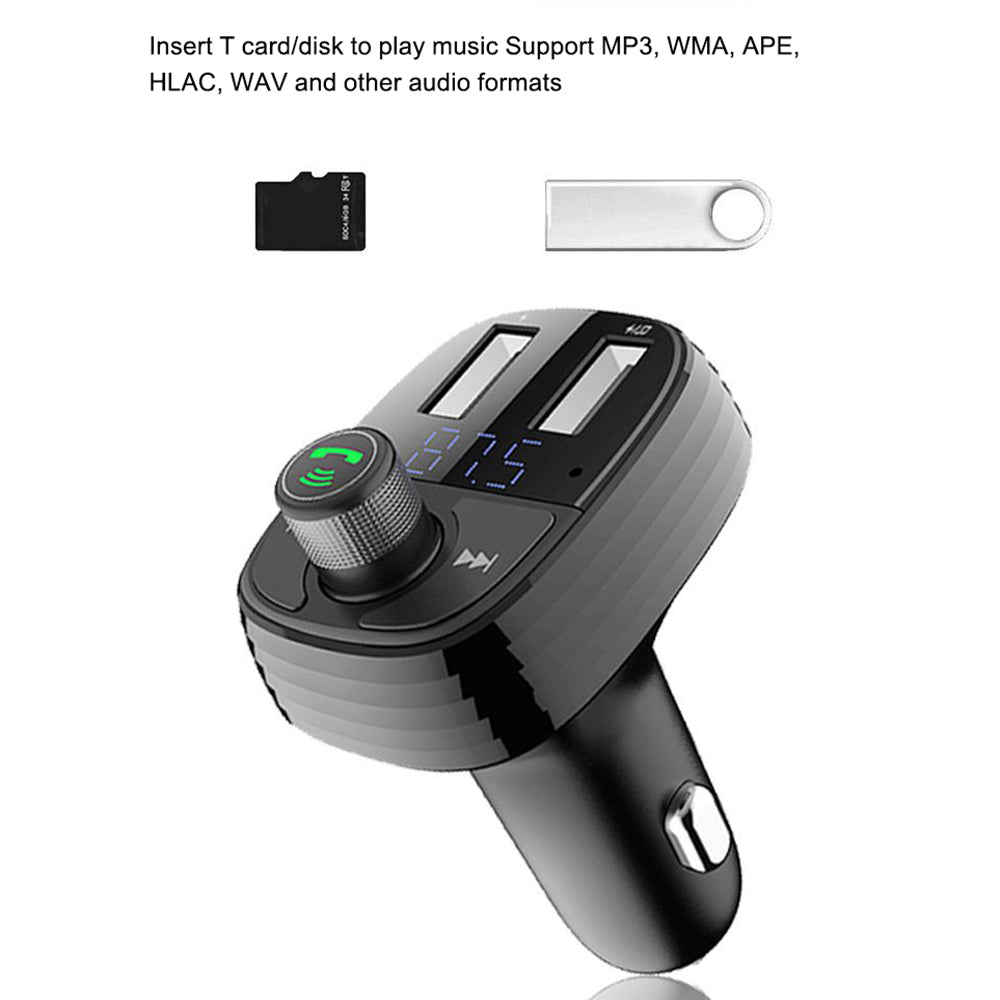 LOHEE S-10 Car Bluetooth Charger Adapter FM Transmitter Hands-Free Call Fast Charging Car Charger with Dual USB 3.4A Ports Support TF Card/U-disk/BT Music Player