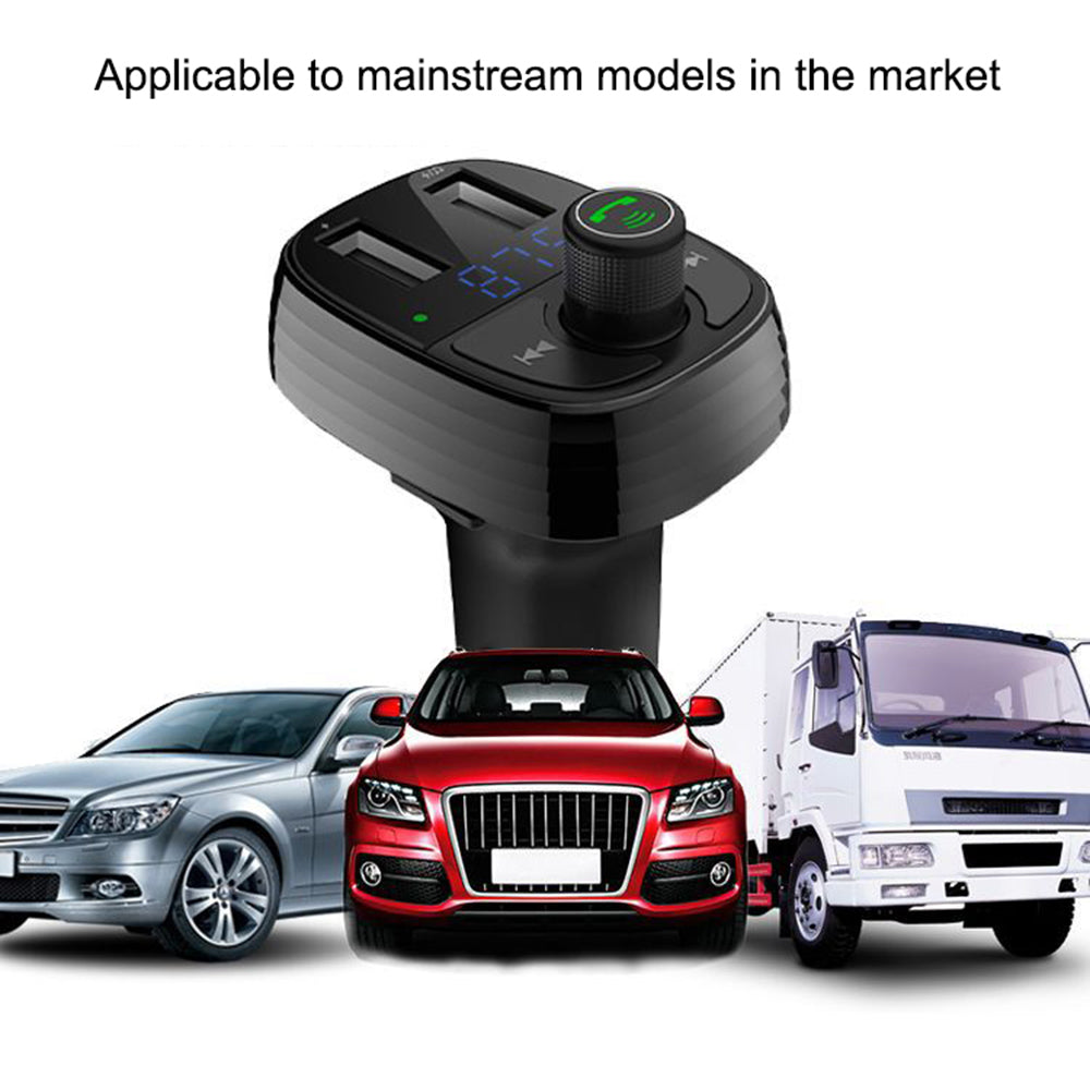 LOHEE S-10 Car Bluetooth Charger Adapter FM Transmitter Hands-Free Call Fast Charging Car Charger with Dual USB 3.4A Ports Support TF Card/U-disk/BT Music Player