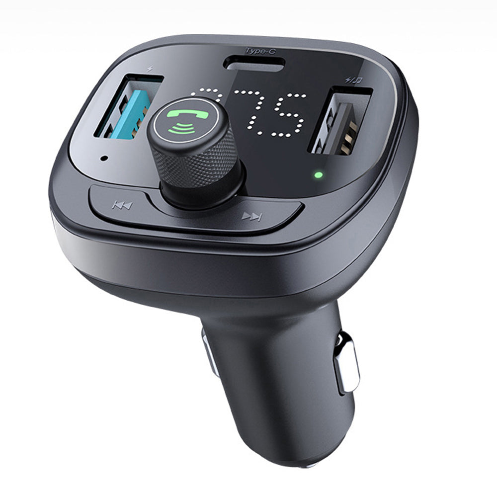 LOHEE S-21 Bluetooth Car Charger Adapter FM Transmitter QC3.0 USB Fast Charging Car Charger Support TF Card/U-disk/BT Music Player