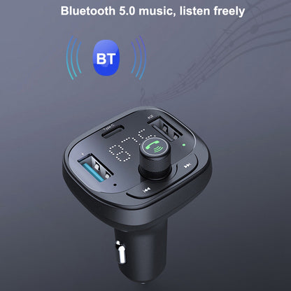 LOHEE S-21 Bluetooth Car Charger Adapter FM Transmitter QC3.0 USB Fast Charging Car Charger Support TF Card/U-disk/BT Music Player