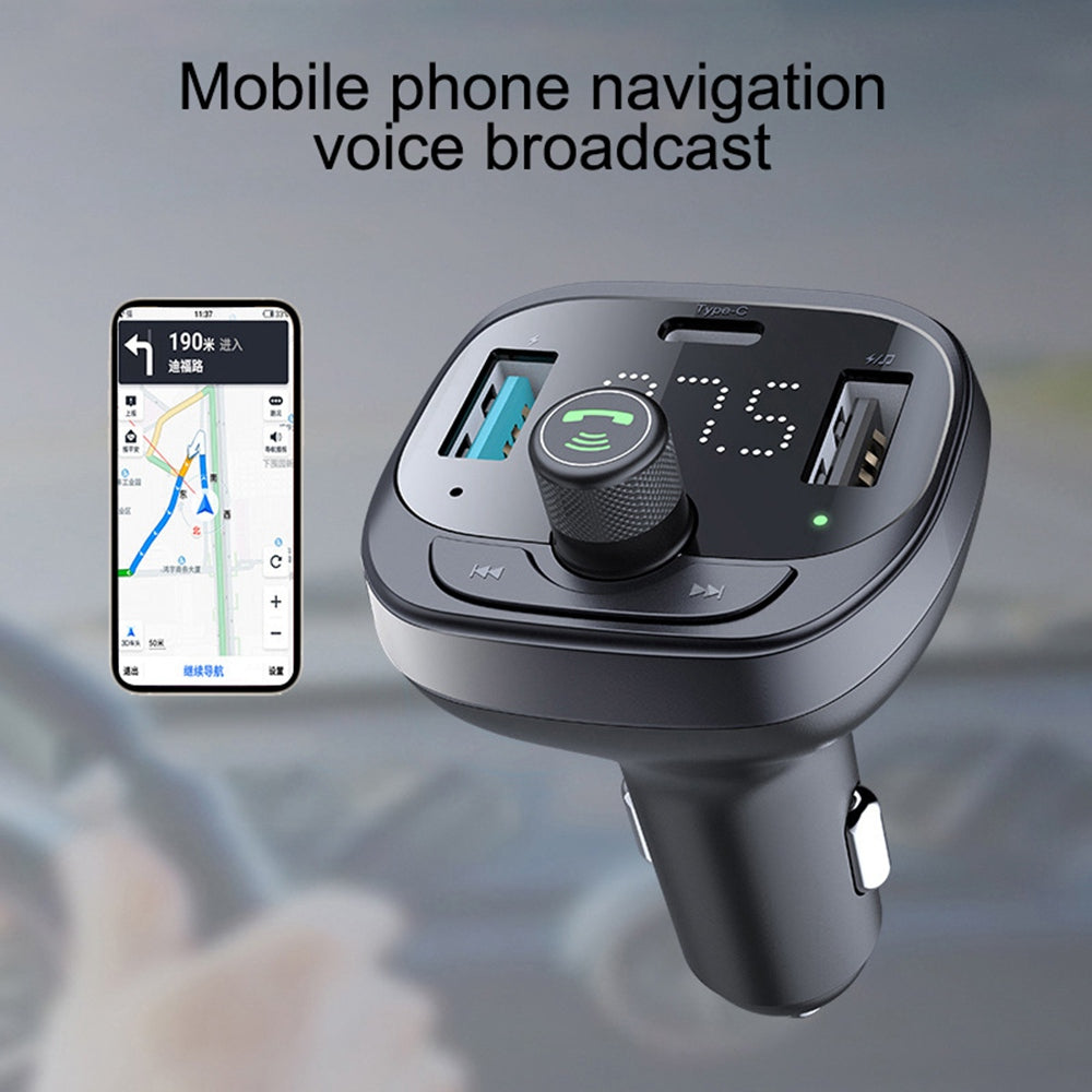 LOHEE S-21 Bluetooth Car Charger Adapter FM Transmitter QC3.0 USB Fast Charging Car Charger Support TF Card/U-disk/BT Music Player