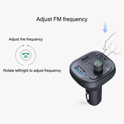 LOHEE S-21 Bluetooth Car Charger Adapter FM Transmitter QC3.0 USB Fast Charging Car Charger Support TF Card/U-disk/BT Music Player