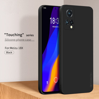 PINWUYO Precise Cutouts Phone Case for Meizu 18X, Smooth Touch Silicone Anti-Scratch Fiber Flocking Protective Cover